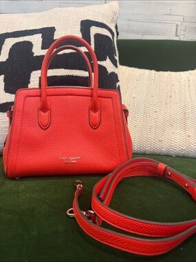 kate spade red pebbled leather mini satchel with detachable strap